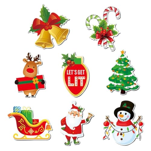 Decoraciones magnéticas de Navidad,Decoraciones magnéticas de Navidad para refrigerador | 8X Pegatinas Imanes de nevera Santa Claus - Cubierta magnética de refrigerador, decoración de joyeus