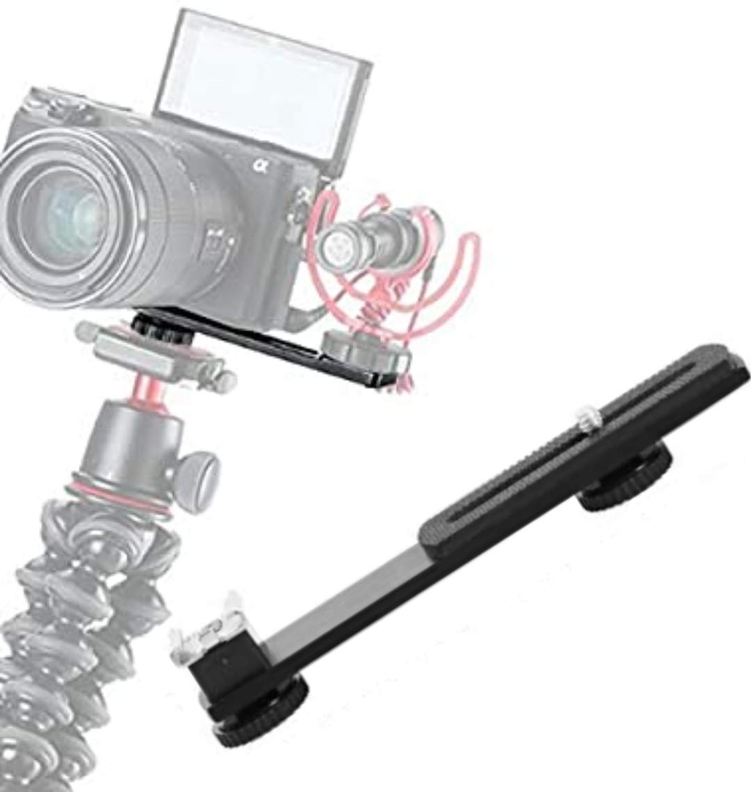VTS Extension Bar Dual Straight Flash,Led Bracket Clamp Rod Hot Shoe Mount for DV Video Light Camera Photo Video Studio Shooting Purpose-picture-40