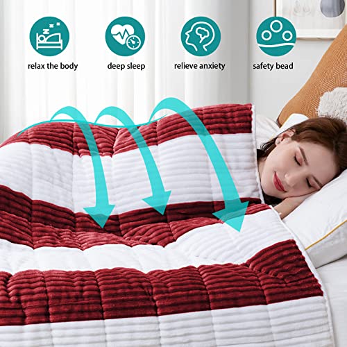 Image of Sherpa Weighted Blanket for Adults 15lbs, 48 inchx72 inch, Twin Full Size Fuzzy Heavy Throw Blanket for 140-160lbs, Microfiber Soft Thick Big Blankets Weighted Comforter Breathable Gift for Sleeping, Red