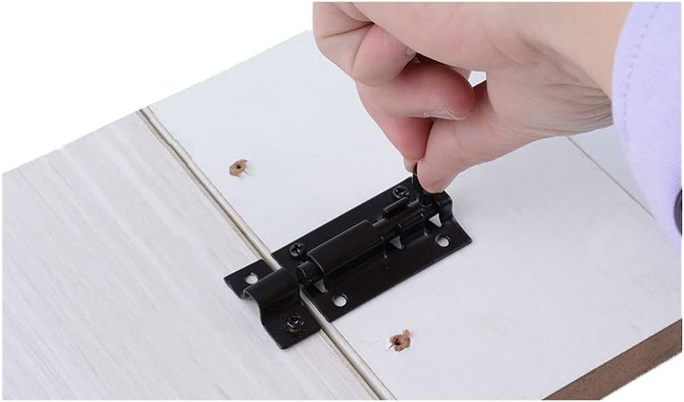 Sliding Door Locks Stainless Steel, Door Latch 4-Inch Slide Lock Barrel Bolt, Security Sliding Latch Lock Bedroom Door Lock with Screws, Matt Black 2 pcs
