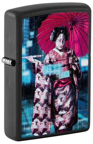 Encendedor de bolsillo Zippo negro con diseño Kimono miniatura 1