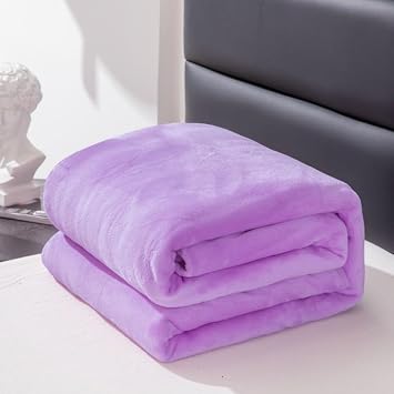 Hixingo Solid Color Flannel Fleece Blanket for Sofa and Bed, Warm Soft Blankets Home Decor Couch Sofa Chair Bed Throw for Adults Office Chair Travel Camping Purple,50x70cm