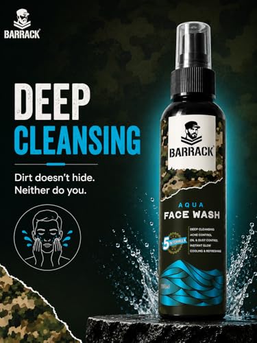 Image of Barrack Aqua Face Wash for Men, Acne & Pimple Control, Deep Cleansing, Oil & Dust Removal, Skin Brightening, Cooling & Refreshing, All Skin Types