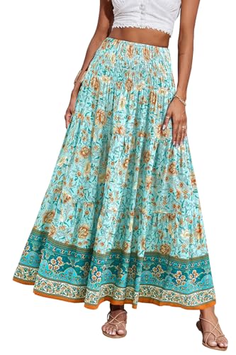 Image of CFLONGE Summer Maxi Skirts for Women 2026 Trendy Floral A Line Boho Skirt