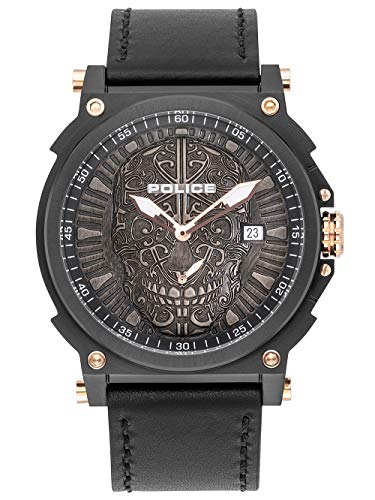Preisvergleich Produktbild Police Unisex Erwachsene Analog Quarz Uhr mit Leder Armband PL15728JSB.02