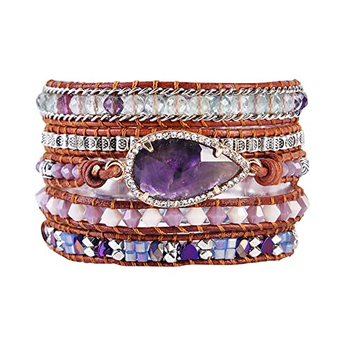 Ygline Chakra Handmade Leather Wrap Bracelet Imperial Jasper Wrap Adjustable Bead Bracelet #TOP19