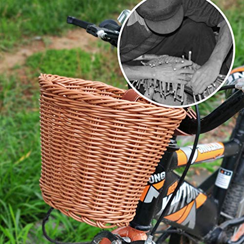 CLISPEED Cesta de Bicicleta Cesta Tecida de Cana de Bicicleta Cesta de GuidÃ£o Frontal para CrianÃ§a