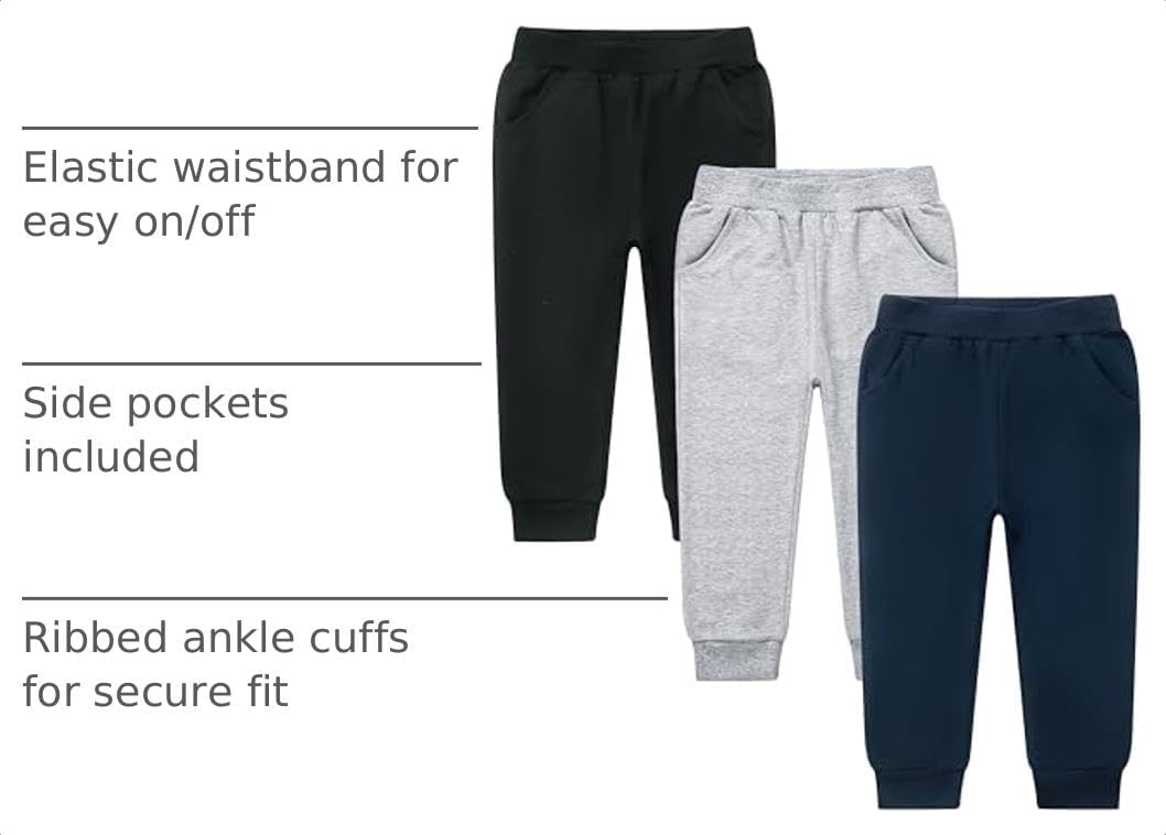 GFQLONG Toddler Boys Pants 100% Cotton Joggers Sweatpants with Pockets