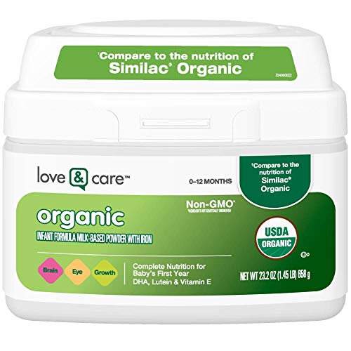 Love & Care Organic Infant Formula Powder with Iron, Organic Ingredients Plus DHA, Lutein & Vitamin E, 23.2 Ounce