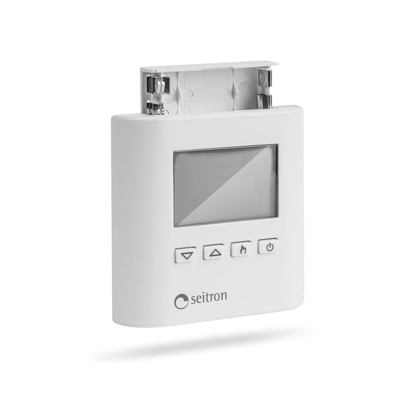 Seitron TAD022 termostato ambiente digitale a 24V con display digitale e controllo intelligente e remoto della temperatura, montaggio a parete e batteria inclusa