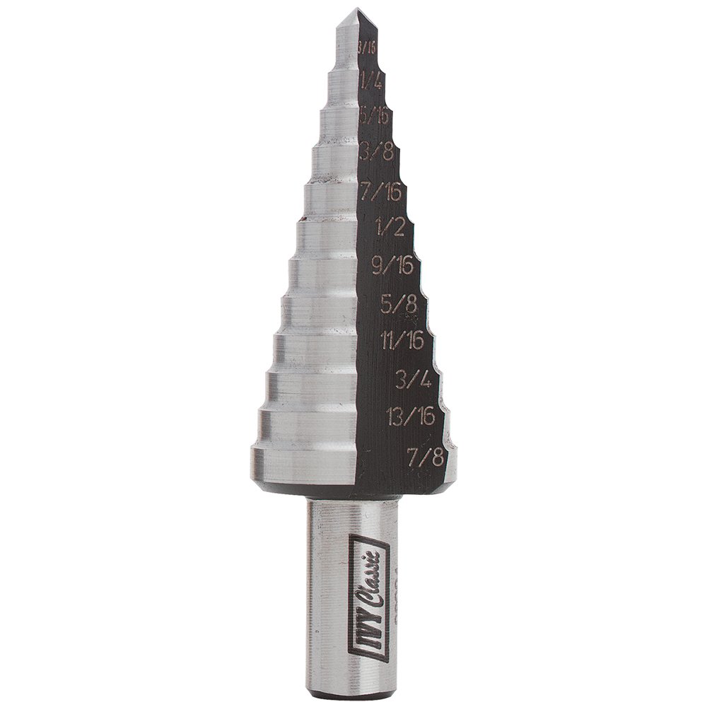 IVY Classic 09004 12-Hole Step Drill Bit, 3/16" - 7/8", 1/16" Increments, 1/Card