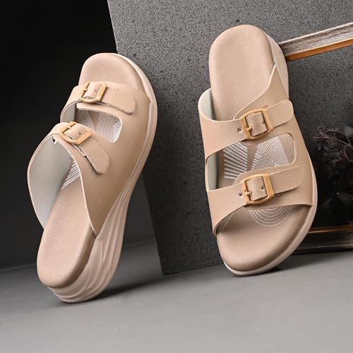 Image of Centrino Women's Sandals |Stylish Slip-On Sandals for Ladies| Elegant & Trendy Design|Double Buckle Adjustable Straps Slide Footwear|Light Weight and Comfortable|Flip Flops for Ladies (9323)