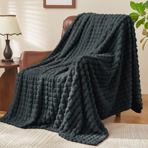 Image of BEDELITE Upgrade Black Fleece Throw Blanket for Couch, 50x60 Inches