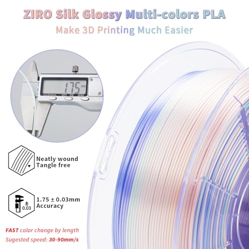 Image of ZIRO 3D Printer Filament PLA, Fast Color Change Silk, 1KG Pastel Pearl