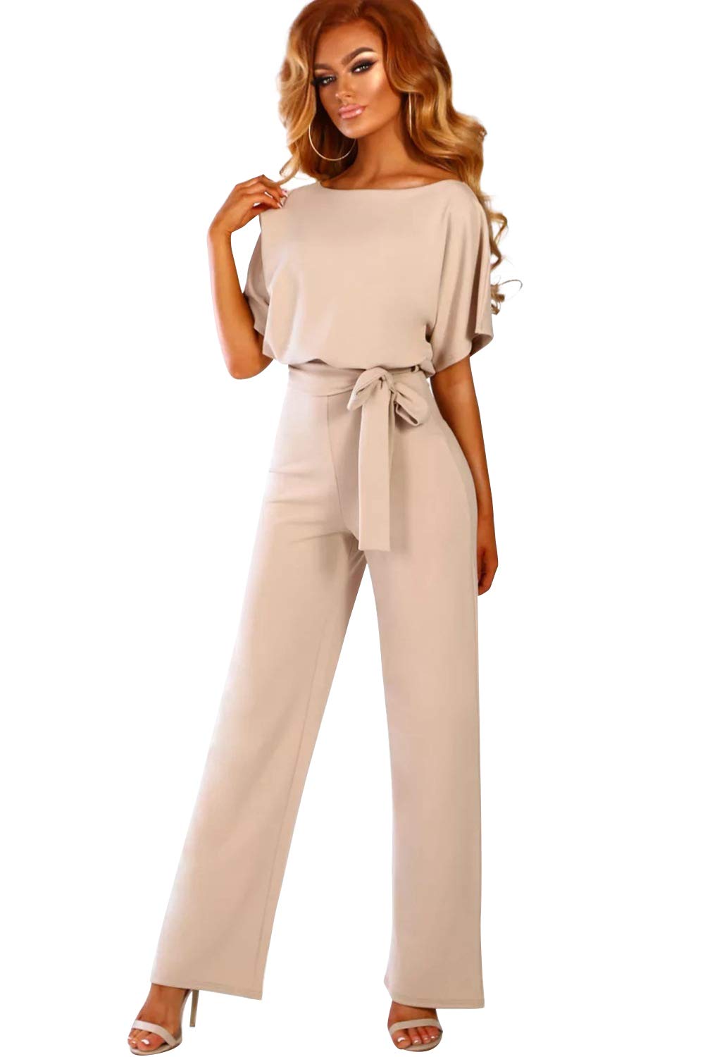 Aibayleef Mono de mujer elegante, talla alta, manga corta