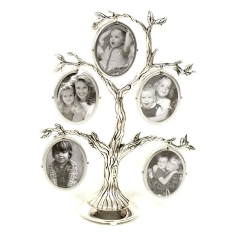 Shudehill Giftware Family Tree Antique 5 Picture Silver Plated Family Photo Frame Present Home Decore Cover
