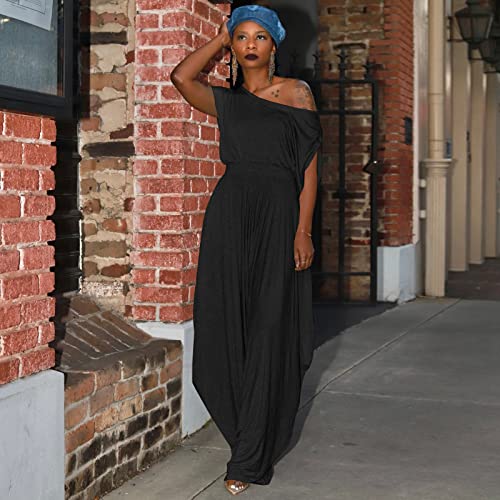 Womens Casual 2 Piece Outfit Loose Off Shoulder Crop Tops Harem Pants Jumpsuit Tracksuits Set3