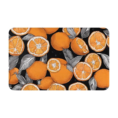 Colorful Peach Print Living Room Bathroom Kitchen Anti Slip and Absorbent Carpet, Indoor Entrance Door Muddy Floor Mat, Ultra Soft Washable Carpet 21x31.5 Inches