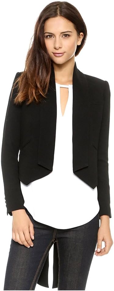 Miaokalin Women’s Asymmetrical Hem Shoulder Pads Tuxedo Suits (S, Black)