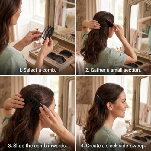 Image of ASPIRE-T Side Comb Side Hairpins Hair Clips Jooda Pins Bridal Hair Comb Clips French for Hair Acrylic Plastic Hair Accessories For Women And Girls (Half Comb 03)