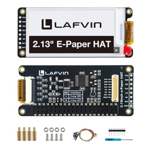 LAFVIN 2.13inch E-Ink Paper HAT Display Module Electronic Whiteboard NVMe M.2 SSD PCIe Compatible with Raspberry Pi 5/4B/3B+/3B/2B/A+/Zero W//Zero 2 W