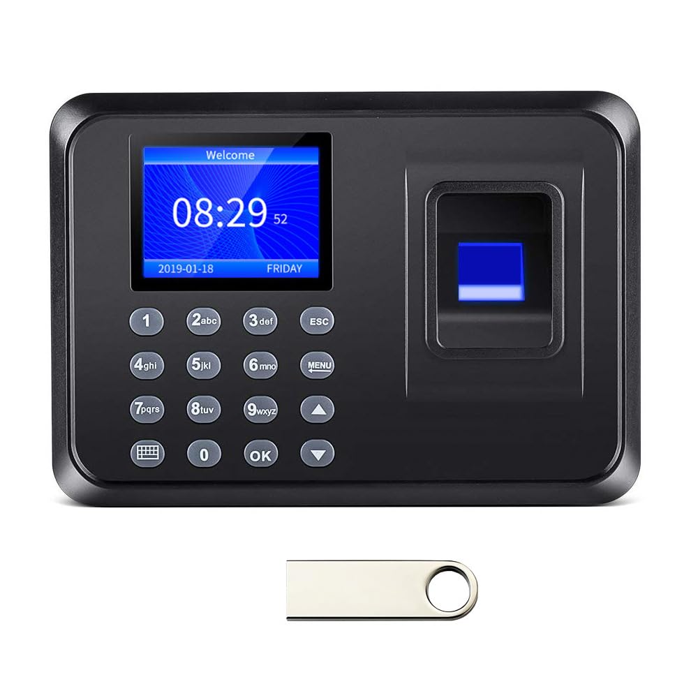 MIKONIYA Time Clock,Time Clocks for Employees Small Business,Attendance Machine ​with Fingerprint,Password Punching in One,Office Fingerprint Time Clock with 500 Faces (F01)