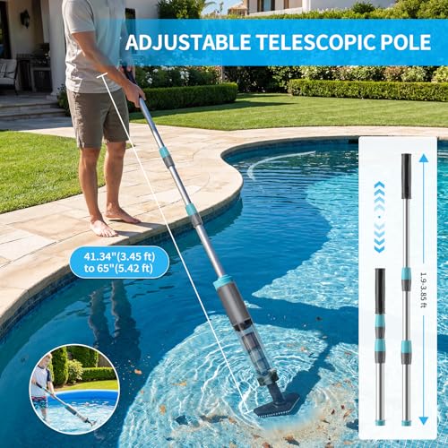 Image of VERVEWAVE Handheld Hot Tub Vacuum, Cordless Small Pool Vacuum for Above Ground Pool with 3 Brush Heads & LED Light, Rechargeable Spa Vacuum Up to 90Mins Runtime, Ideal for Cleaning Small Debris Types