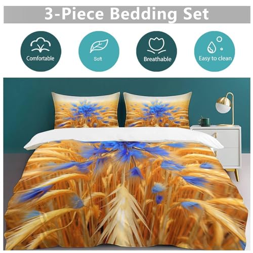 Housse de couette double 200x200 fleur en microfibre douce