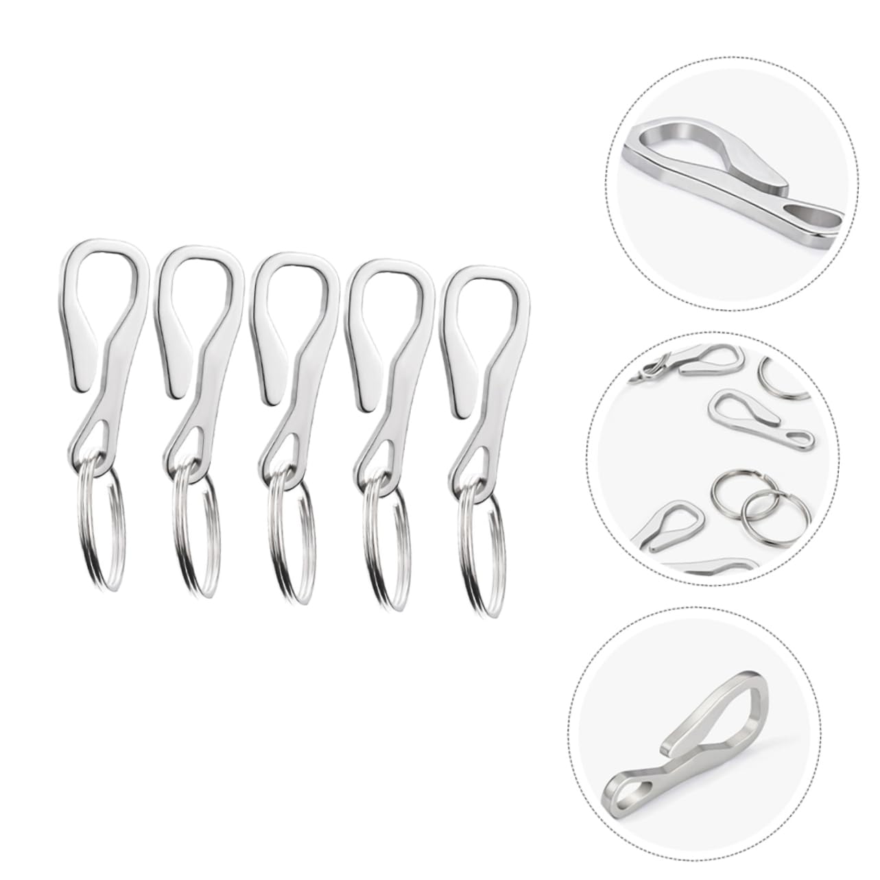 BESPORTBLE 15pezzi Moschettone Portachiavi Acciaio Inossidabile Clip Leggera e Duratura per Appendi Chiavi Borse e Accessori da Viaggio
