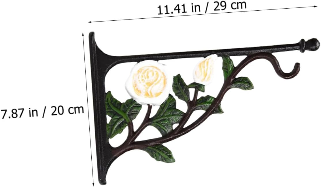 Iron Rose Pattern Wall Mounted Hanging Plant Hook for Indoor and Outdoor Flowerpot, Bird Feeder, Wind Chime Bracket, Sturdy Cast Iron Hanging Basket Holder