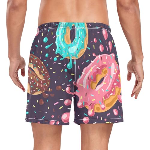 Mens Swim Trunks Colorful Donut Swim Shorts Quick Dry Beach Shorts with Compression Liner and Zipper Pocket2