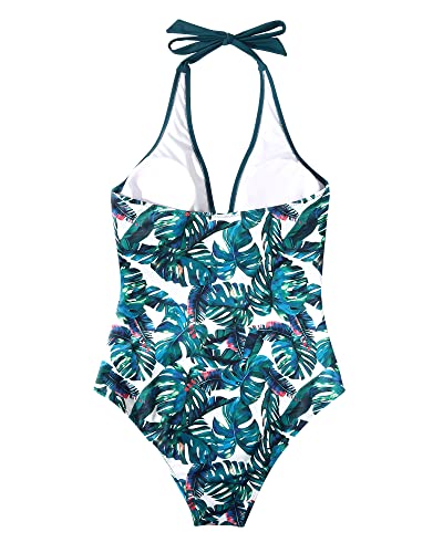 Image of SUUKSESS Women Sexy Tummy Control One Piece Swimsuits Halter Push Up Bathing Suits