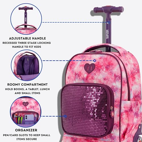 J World New York Kids' Sparkle Rolling Backpack3