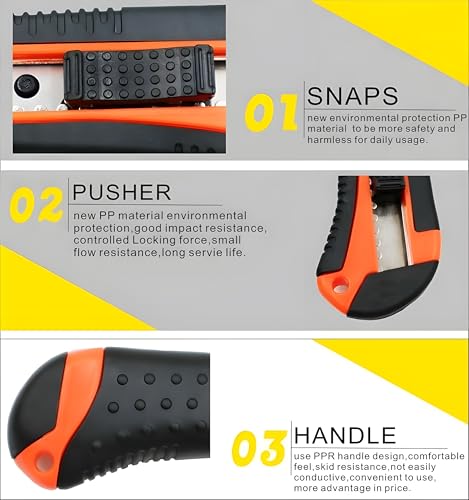 Image of CLAPONE Utility Knife - Retractable Box Cutter with 18mm Wide Sharp Blade | Smooth Auto-Lock Mechanism for Cutting Cartons, Cardboard & Boxes | Perfect for Office & Home Use (2 Pcs Multicolor)