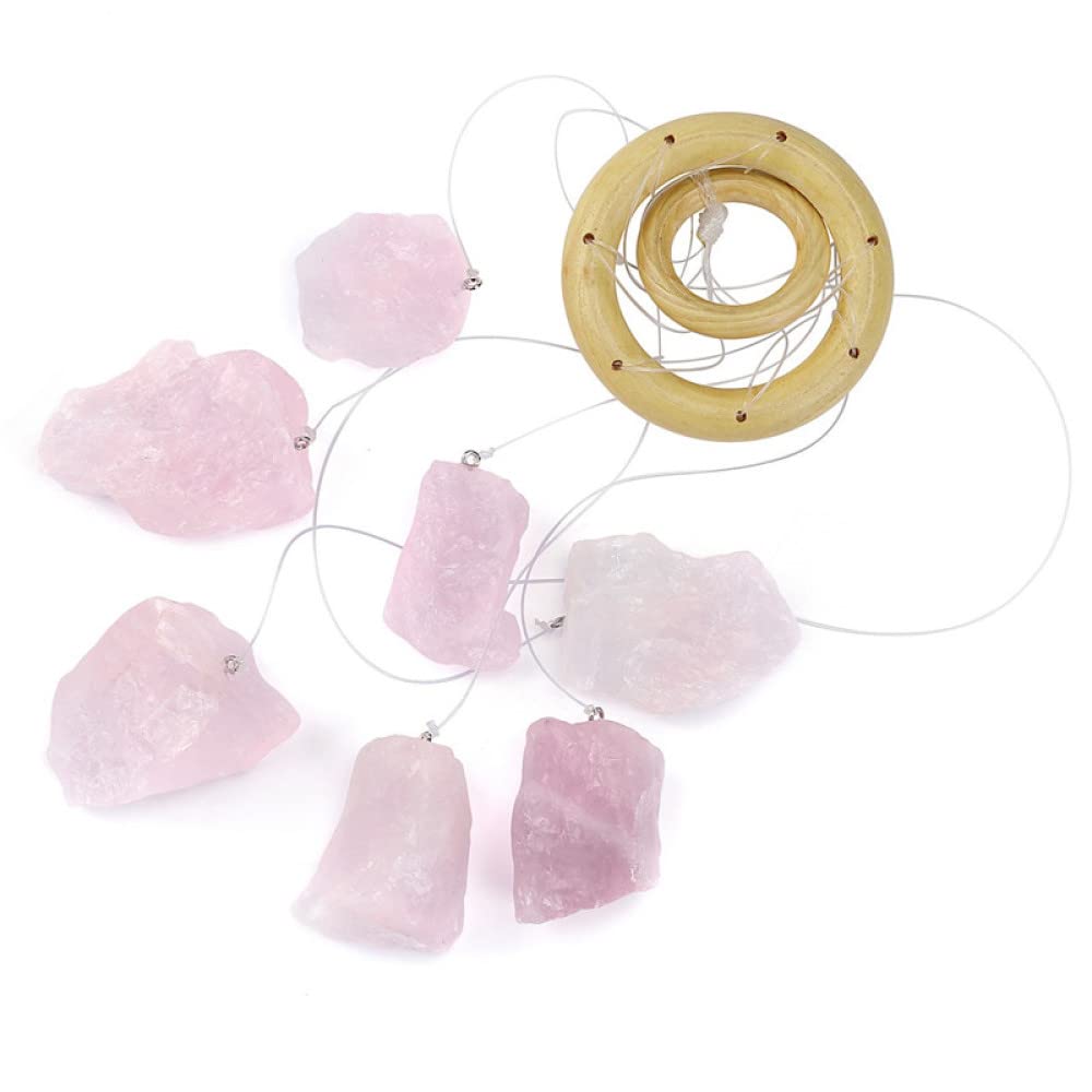 Quartz rose carillons éoliens en pierres brutes naturelles Youther