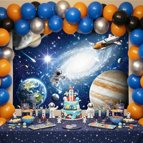 Fondo para fiestas tema espacio 7x5 pies azul miniatura 6