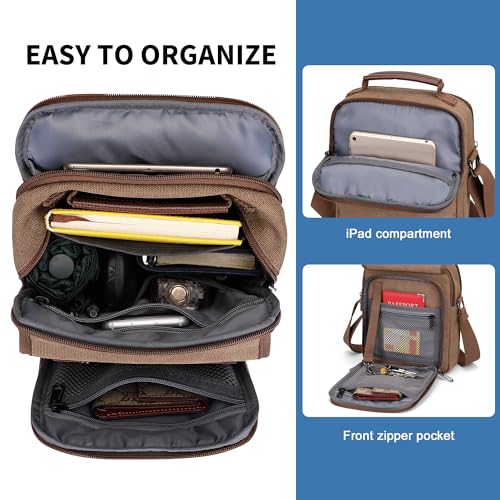 Image of WITZMAN Crossbody Bag for Men Small Canvas Vintage Messenger Bag Man Purse Satchel Shoulder Bags for Work Travel