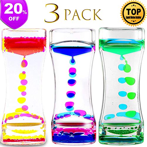 S.SUPERLOVE 3 Pack Liquid Motion Bubbler Timer Sensory Calming Fidget Toy Autism Community