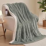 CURECURE Electric Heated Throw Blanket - 180 X 130cm Warm Ribbed Flannel with 6 Heat Settings & 1-10 Hours Timer, Fast Heating, Overheating Protection, Machine Washable (Gray Green) - Image 8