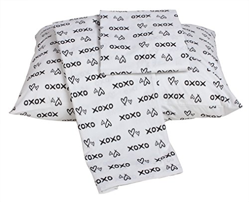 Bacati - Love Cotton Percale Toddler Bedding Unisex (3 pc Toddler Bed Sheet Set, Black/White)