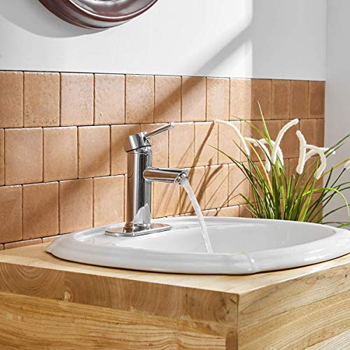 Greenspring Bathroom Sink Faucet Chrome Single Handle One Hole Deck Mount Lavatory Faucet Stainless Steel