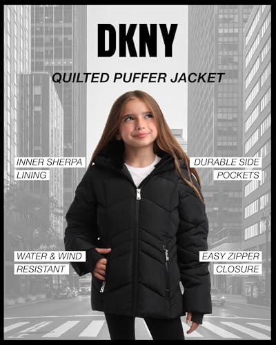 DKNY Girls' Winter Coat - Sherpa Fur Lined Heavyweight Quilted Puffer Parka - Insulated Winter Ski Jacket for Girls (4-16)2