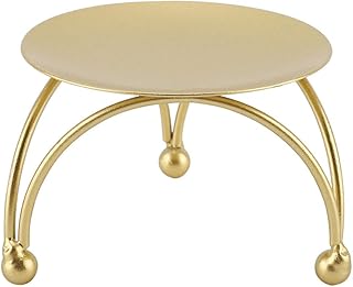 Gold Mini Round Table Desk Decoration, European Style Iron Plate Candle Holder Pillar Base Gift Dinner Table Decoration, Candle Stand for Wax Candles for Wedding Trinkets Party
