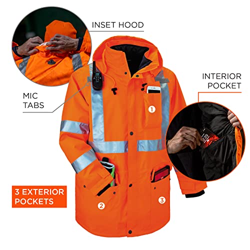 Ergodyne Glowear 8385 Ansi High Visibility 4-In-1 Reflective Safety Jacket, Orange, Medium #TOP4