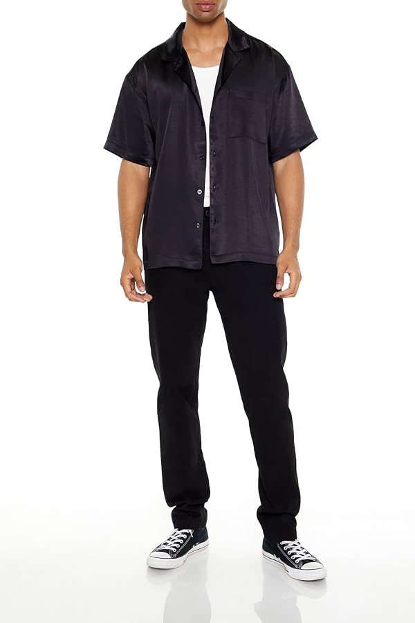 Forever 21 Satin Chain-Stitched Embroidered Shirt Black Medium by Forever 21 - Used condition - Image 2