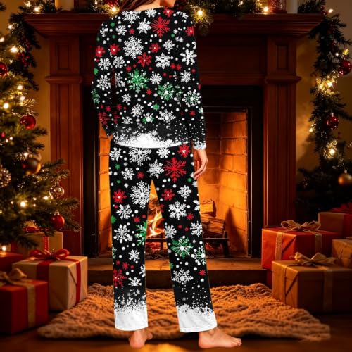 YNCSZEC Christmas Pajamas Women Long Sleeve Printed Pjs Set 2 Piece Pullover Sleepwear Soft Cute Lounge Outfits Multicolor christmas family pajamas S - image 5