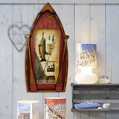 Attraction Design Wooden Boat Decor Hanging Wood Boat Decorations For Wall, Rustic Nautical Boat Decor Beach Theme Home Decoration Boat Model Home Decor For Bathroom Bedroom Lake House Decoration #TOP3