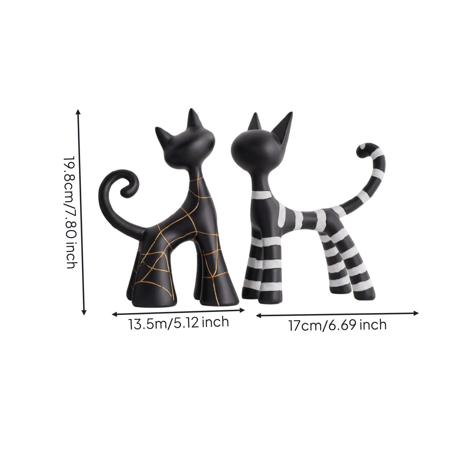 1 Par Escultura de Gatos Estatuas Decorativas Figuras Modernas en Resina Diseño Escultórico Forma Esbelta Superficie Mate Adecuado para Estanterías Bufetes Recibidores Sala de Estar