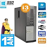 PC Dell Optiplex 990 SFF - Core I3-2120 (3 MB de caché) - 4 GB DDR3 - Disco duro de 960 GB SSD - Grabador de DVD - Memoria WiFi USB - Windows 7 Pro