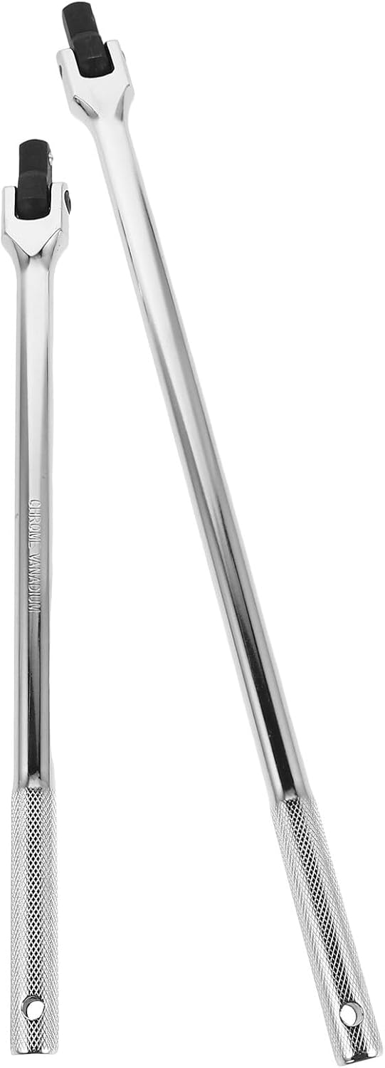 2pcs 15/18 Inch Extended Leverage Breaker Bar with 180° Swivel Head, Heavy Duty L-socket Wrench Set for Car Repair and Wheel Lug Nut Removal